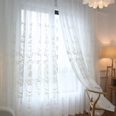 Noelle White Lace Flower Light Filtering Custom Curtain